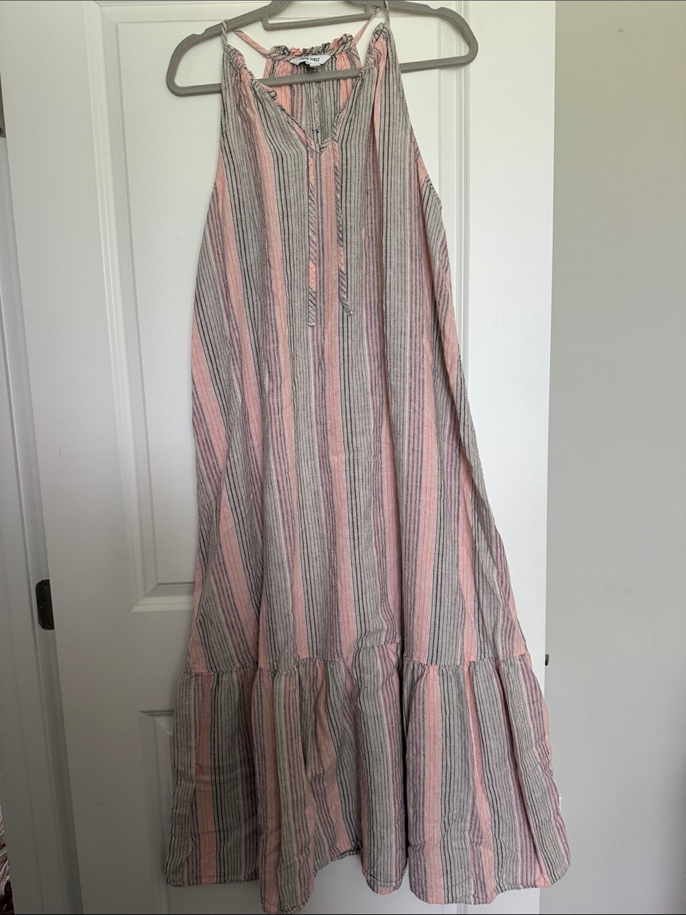 Nine West Pink and Gray Striped Maxi Dress-Style Skirt